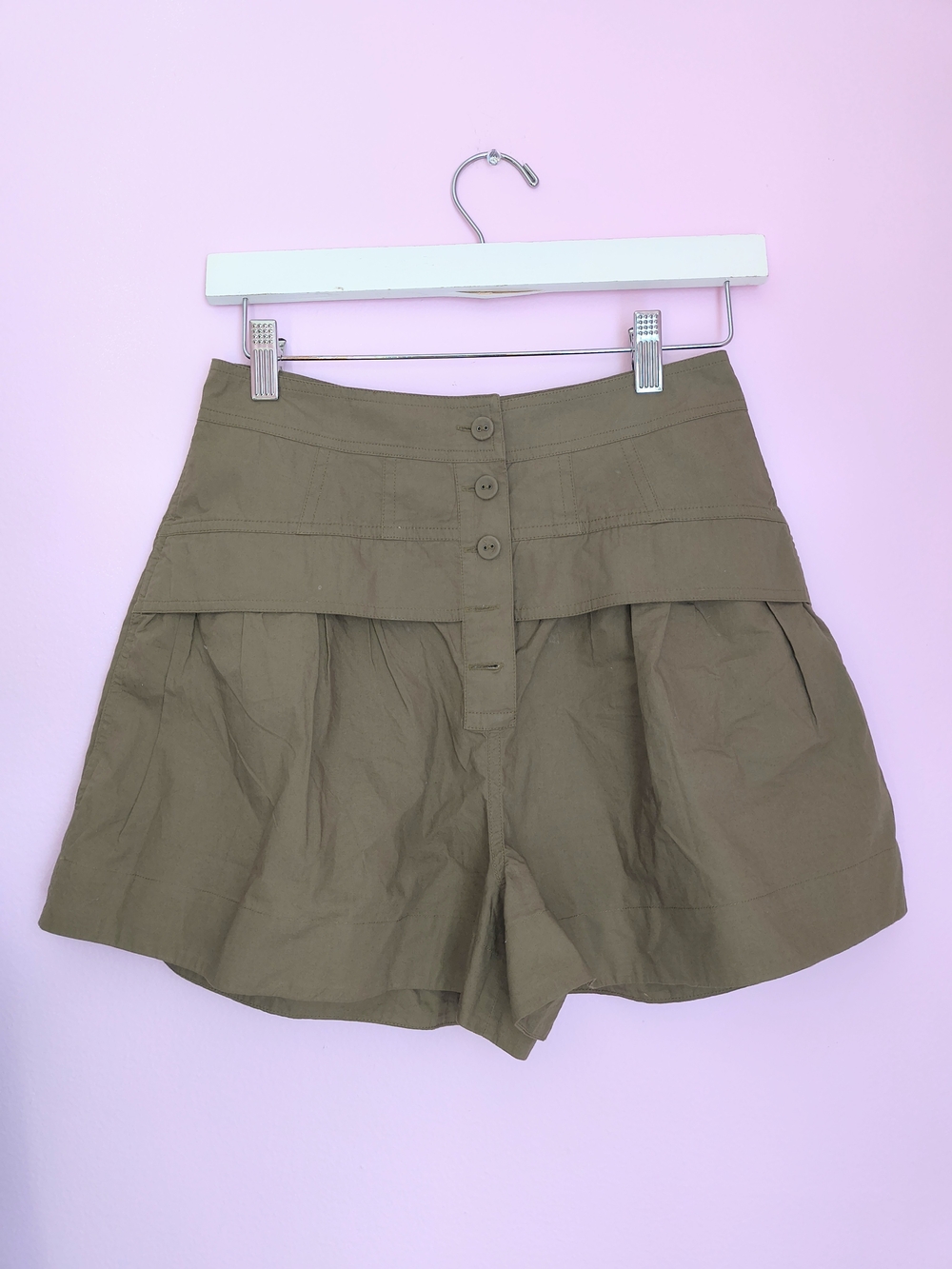 Ulla Johnson Marleigh Cotton Poplin Shorts in Beech - Size 0